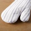 Martha Stewart Daisy Stripe Oven Mitt Set 2-Pack, Beige/Brown, 7″x13″(Linen)