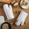 Martha Stewart Daisy Stripe Oven Mitt Set 2-Pack, Beige/Brown, 7″x13″(Linen)