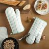 Martha Stewart Daisy Stripe Oven Mitt Set 2-Pack, Beige/Brown, 7″x13″(Mint)
