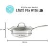 Martha Stewart Delaroux Stainless Steel 4-Quart PFAs Free Premium Ceramic Nonstick Saute Pan w/Tempered Glass Lid
