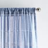 Martha Stewart Delicate Stripe Sheer Rod Pocket Window Curtain Panel Pair for Living Room, 84″, White(Indigo)