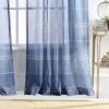 Martha Stewart Delicate Stripe Sheer Rod Pocket Window Curtain Panel Pair for Living Room, 84″, White(Indigo)