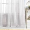 Martha Stewart Delicate Stripe Sheer Rod Pocket Window Curtain Panel Pair for Living Room, 84″, White(White)