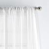 Martha Stewart Delicate Stripe Sheer Rod Pocket Window Curtain Panel Pair for Living Room, 84″, White(White)