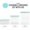 Martha Stewart Denslow 6 Piece 126 oz, 33.3 oz, 16.7 oz Square and Rectangular Food Container Set w/Martha Blue Lid(Rectangular (92oz  60oz  26oz))