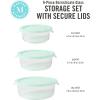 Martha Stewart Denslow 6 Piece 126 oz, 33.3 oz, 16.7 oz Square and Rectangular Food Container Set w/Martha Blue Lid(Round (32.1oz  22oz  13.5oz))