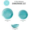Martha Stewart Dragonfly 12 Piece Decorated Melamine Dinnerware Set – White(Teal)