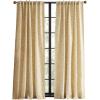 Martha Stewart Elegant Curtains Light Filtering Vineyard Leaf Print Rod Pocket/Back Tab Window Curtain Panel Pair, 95″, Gold(Gold)