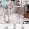 Martha Stewart Eli Home Office Desk with Glass Top and Steel Frame, Oil Rubbed Bronze(Clear Top/Polished Brass Frame)
