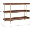 Martha Stewart Emmett 3 Shelf Bookcase with Vertical Metal Frame, Home Office Storage Display Unit, 35″ H, Walnut Wood Grain/Polished Brass(Walnut Wood Grain/Polished Brass Frame)