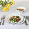 Martha Stewart Empress Bouquet 12-Piece Decorated Porcelain Chip and Scratch Resistant Dinnerware Plates and Bowls Set – Blue Floral(Blue Floral)