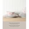 Martha Stewart Empress Bouquet 12-Piece Decorated Porcelain Chip and Scratch Resistant Dinnerware Plates and Bowls Set – Blue Floral(Pink Floral)