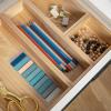 Martha Stewart Enzo Wooden Desk Drawer Organizer Set, Engineered Wood Organizers in Various Sizes, 6 Piece, White(Light Natural)