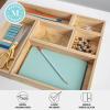 Martha Stewart Enzo Wooden Desk Drawer Organizer Set, Engineered Wood Organizers in Various Sizes, 6 Piece, White(Light Natural)