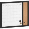 Martha Stewart Everette Magnetic Dry Erase Monthly Calendar and Cork Board Combo with Included Marker, Magnets, Push Pins, 24″x18″, Light Natural Woodgrain Frame(Black Woodgrain)