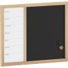 Martha Stewart Everette Magnetic Weekly Calendar Dry Erase Board and Chalk Board with Liquid Chalk Marker and Magnets, 24″x18″, Black Woodgrain Frame(Light Natural Woodgrain)
