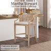 Martha Stewart Farmhouse Counter Height Bar Stools, Handcrafted Rattan Counter Height Stools, Kickplate Footrest for Kitchen Island, Upholstered, Dining Room Chairs Furniture, Home Bar – Natural Playa(Natural Whitewash)