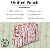 Martha Stewart Festive Quilted Makeup Bag, Compact Cosmetic Organizer for Women, Small Zipper Pouch with PVC Lining, 8.75″ x 4″ x 6″ (Holiday Bow Stripe)