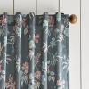 Martha Stewart Floral Curtains Room Darkening Botanical Flower Grey Back Tab Window Curtain Panel Pair, Norah, 84″, Charcoal(Charcoal)