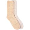 Martha Stewart Fuzzy Socks For Women – 2 Pairs – Warm And Cozy For Winter, Stocking Stuffer(Tan/Silver Grey)