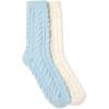 Martha Stewart Fuzzy Socks For Women, Warm And Cozy For Winter, Perfect For Home, Cable(Ivory/Winter Sky)