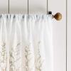 Martha Stewart Georgia Embroidery Sheer Rod Pocket Window Curtain Panel Pair, 84, Ivory(Ivory)