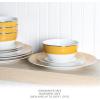 Martha Stewart Gracie Lane 12-Piece Porcelain Decorated Chip and Scratch Resistant Dinnerware Set – Martha Blue w/Gold Rim(Gold w/ Gold Rim)