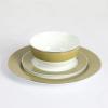 Martha Stewart Gracie Lane 12-Piece Porcelain Decorated Chip and Scratch Resistant Dinnerware Set – Martha Blue w/Gold Rim(Olive Green w/ Gold Rim)