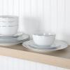 Martha Stewart Gracie Lane 12-Piece Porcelain Decorated Chip and Scratch Resistant Dinnerware Set – Martha Blue w/Gold Rim(White w/ Gold Band)
