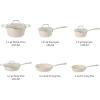 Martha Stewart Heathland Premium Nonstick PFA Free Ceramic Interior 10-Piece Tapered Aluminum Cookware Set – Linen White(Taupe)