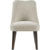Martha Stewart Holls A Pair Dining Chairs Swoop Arm, Curved Upholstered Back, Round Piping, Foam Seat Cushion, Modern Kitchen Furniture, Dark Finished Solid Wood Legs, 35″ H, Beige 2 Piece