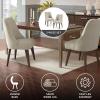 Martha Stewart Holls A Pair Dining Chairs Swoop Arm, Curved Upholstered Back, Round Piping, Foam Seat Cushion, Modern Kitchen Furniture, Dark Finished Solid Wood Legs, 35″ H, Beige 2 Piece