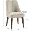 Martha Stewart Holls A Pair Dining Chairs Swoop Arm, Curved Upholstered Back, Round Piping, Foam Seat Cushion, Modern Kitchen Furniture, Dark Finished Solid Wood Legs, 35″ H, Beige 2 Piece