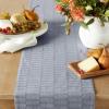 Martha Stewart Honeycomb Modern Farmhouse Reversible Table Runner, White, 15″x72″(Blue)