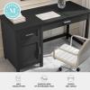 Martha Stewart Hutton Shaker Style Home Office Desk with Storage in White with Polished Brass Hardware(Black Frame/Brushed Nickel Hardware)