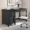 Martha Stewart Hutton Shaker Style Home Office Desk with Storage in White with Polished Brass Hardware(Black Frame/Brushed Nickel Hardware)