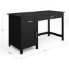 Martha Stewart Hutton Shaker Style Home Office Desk with Storage in White with Polished Brass Hardware(Black Frame/Brushed Nickel Hardware)