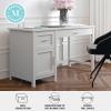 Martha Stewart Hutton Shaker Style Home Office Desk with Storage in White with Polished Brass Hardware(Gray/Brushed Nickel)