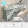 Martha Stewart Hutton Shaker Style Home Office Desk with Storage in White with Polished Brass Hardware(Sage Frame/Polished Brass Hardware)