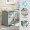 Martha Stewart Hutton Shaker Style Home Office Desk with Storage in White with Polished Brass Hardware(Sage Frame/Polished Brass Hardware)
