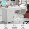 Martha Stewart Hutton Shaker Style Home Office Desk with Storage in White with Polished Brass Hardware(White/Polished Brass)