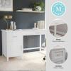 Martha Stewart Hutton Shaker Style Home Office Desk with Storage in White with Polished Brass Hardware(White/Polished Brass)