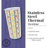 Martha Stewart Insulated Coffee Tumbler, 16 Ounce Stainless Steel Travel Mug with Lid, Double-Wall Design for Hot or Cold Beverages, Floral Stripe