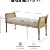 Martha Stewart Isla Entryway Accent Bench for Living Room Bedford Collection, Tufted Seat, Cane Side Frames, Farmhouse Bed End Bench for Bedroom, Indoor Seating, Reclaimed Finish, 48.5″ Wide Natural