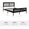 Martha Stewart Jax Platform Bed with Rattan Headboard and Footboard, Solid Wood Frame, Wooden Support Slats, No Box Spring Needed, Queen Size, Brown Gray(Black)