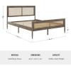 Martha Stewart Jax Platform Bed with Rattan Headboard and Footboard, Solid Wood Frame, Wooden Support Slats, No Box Spring Needed, Queen Size, Brown Gray(Brown Gray)