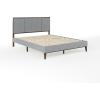 Martha Stewart Jett Platform Bed with Headboard, Fabric Upholstered Inset Headboard and Base, Solid Wood Frame, No Box Spring Needed, Queen, Dark Brown/Beige(Gray Fabric/Brown Gray Frame)