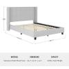 Martha Stewart Kay Low Profile Platform Bed with Wingback Headboard, Channel Stitched Faux Linen Upholstery, No Box Spring Needed, Full, Beige(Gray Fabric/Black Legs)