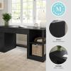 Martha Stewart Kayden Home Office Modular Desk with Drawer, 2 Tier Shelf, and File Cabinet in Light Natural with Brushed Gold Hardware(Black)