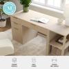 Martha Stewart Kayden Home Office Modular Desk with Drawer, 2 Tier Shelf, and File Cabinet in Light Natural with Brushed Gold Hardware(Light Natural)
